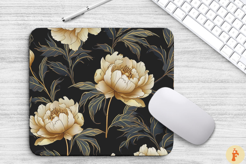 elengant-gold-peony-floral-mouse-pad