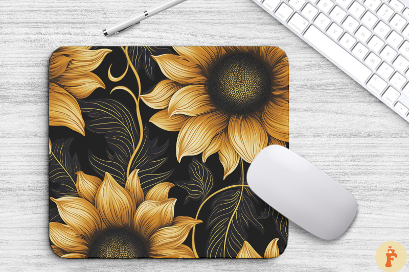 elengant-gold-sunflower-floral-mouse-pad