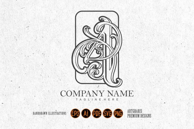 vintage-elegance-number-four-monogram-logo-monochrome