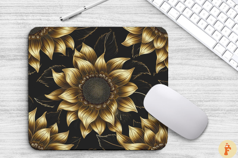 sunflower-golden-line-art-mouse-pad