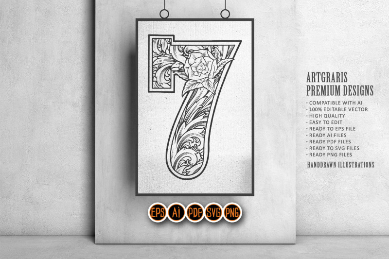 elegant-number-7-monogram-logo-flourish-monochrome