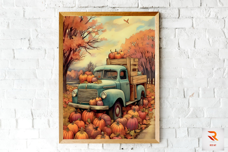 beautiful-pumpkin-truck-autumn-wall-art