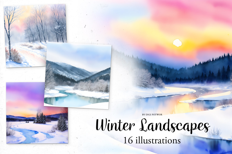 winter-landscapes-watercolor-illustration-bundle