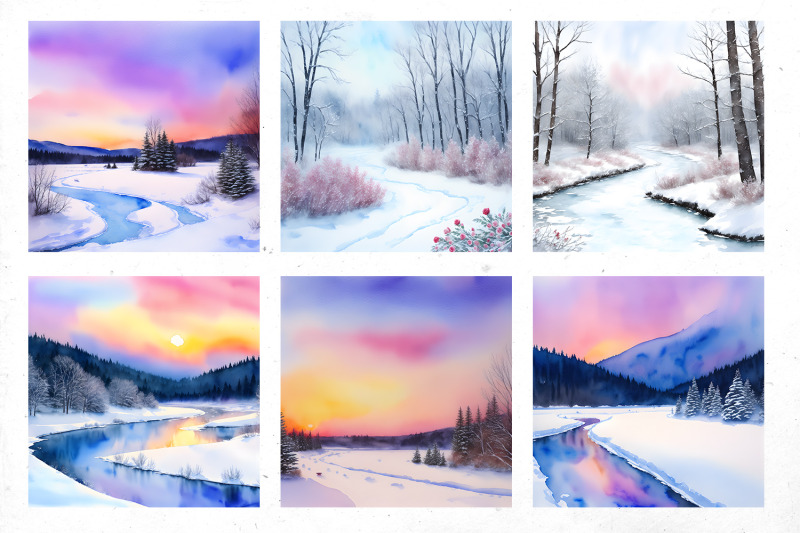 winter-landscapes-watercolor-illustration-bundle