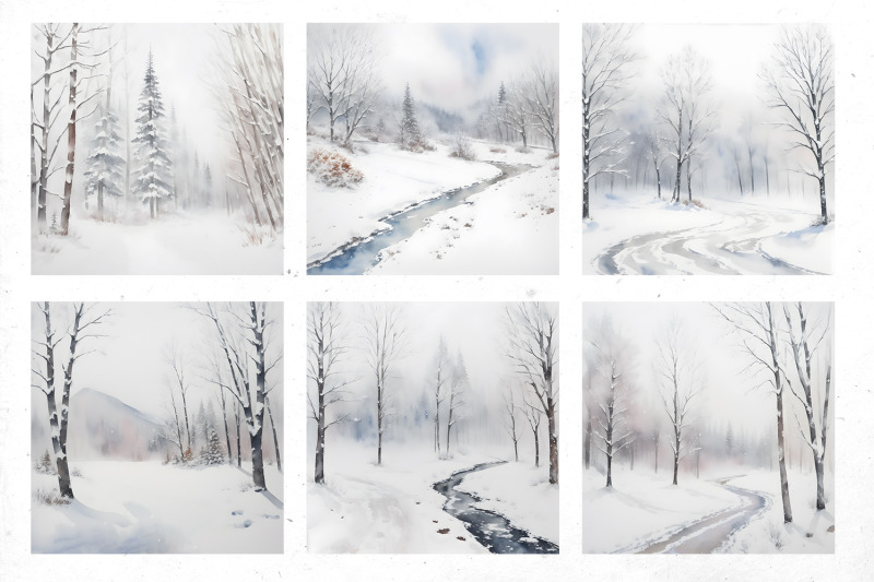 snowy-forest-watercolor-illustration-bundle