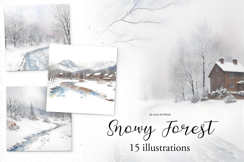 snowy-forest-watercolor-illustration-bundle