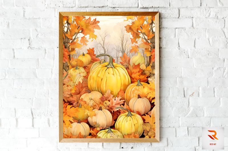 pumpkin-amp-autumn-leaves-wall-art