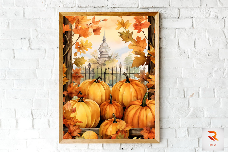 pumpkin-amp-autumn-leaves-wall-art