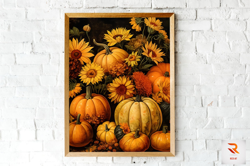 pumpkin-and-sunflowers-autumn-wall-art