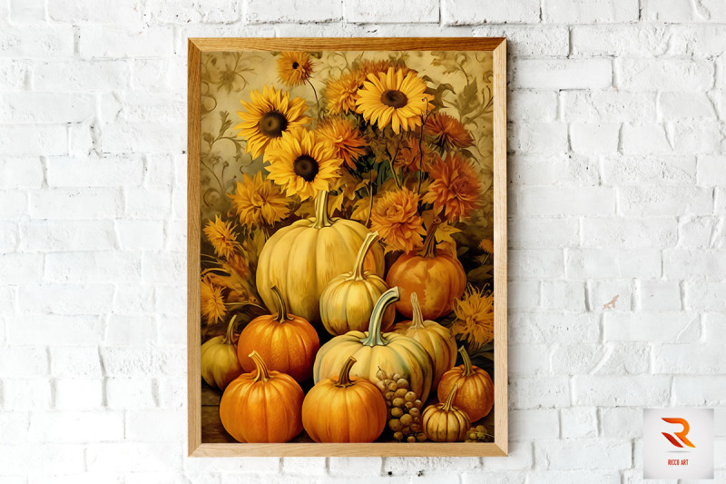 pumpkin-and-sunflowers-autumn-wall-art