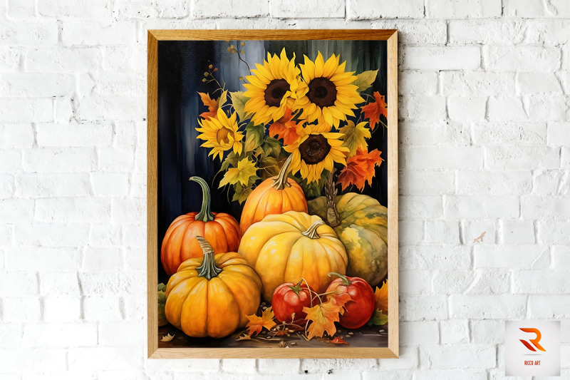 watercolor-pumpkin-amp-sunflowers-wall-art