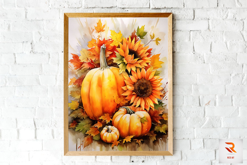 watercolor-pumpkin-amp-sunflowers-wall-art