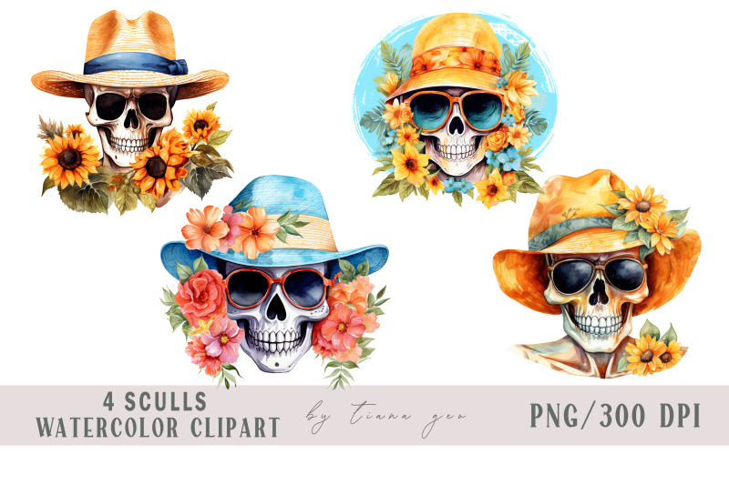 sunflower-fall-skull-with-flower-bouquet-clipart-4-png-files