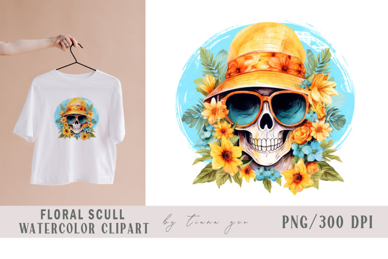 sunflower-fall-skull-with-flower-bouquet-clipart-4-png-files