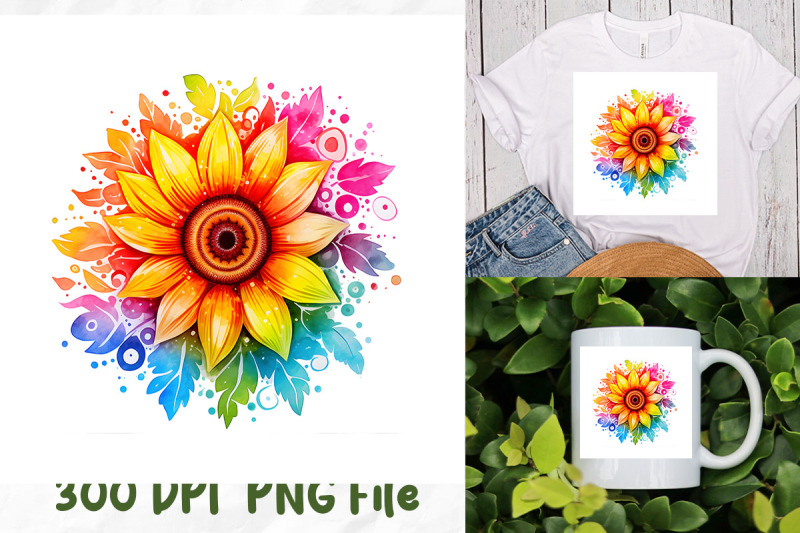 rainbow-hippie-retro-sunflower