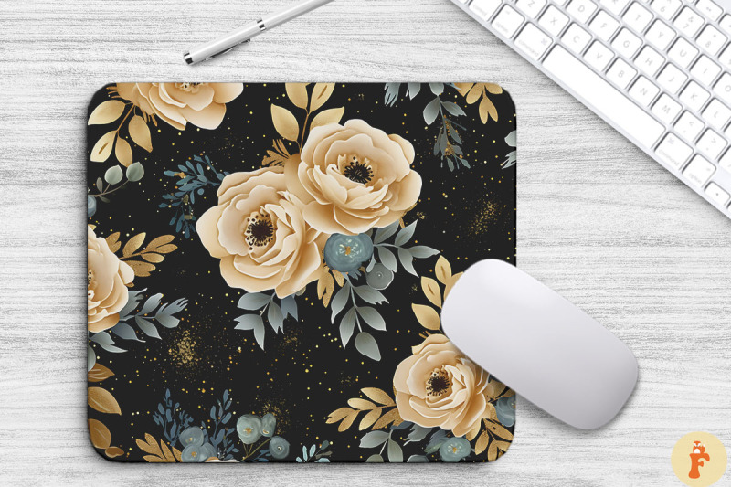 black-and-gold-floral-bouquet-mouse-pad