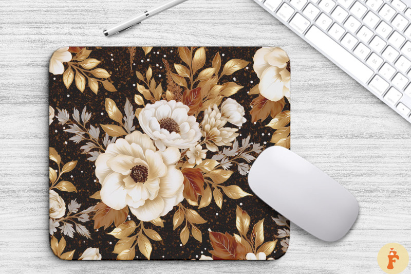 brown-and-gold-floral-bouquet-mouse-pad