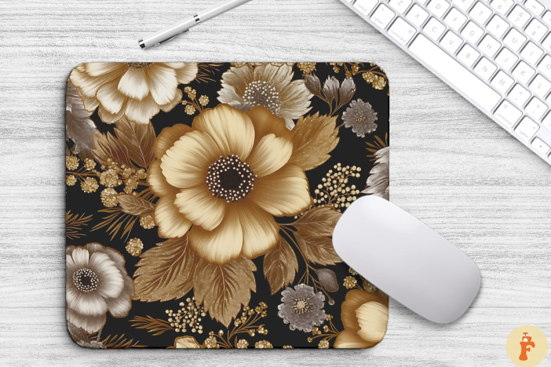 brown-and-gold-floral-bouquet-mouse-pad