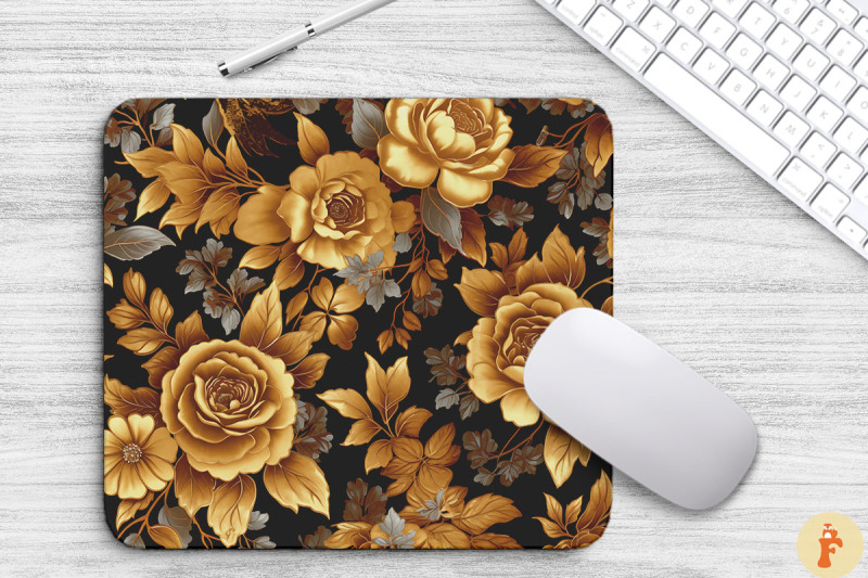 brown-and-gold-floral-bouquet-mouse-pad