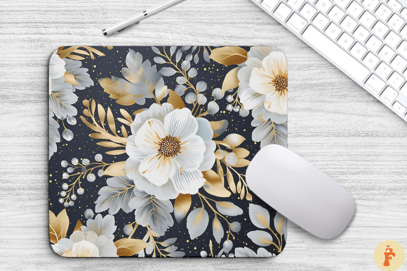 gray-and-gold-floral-bouquet-mouse-pad