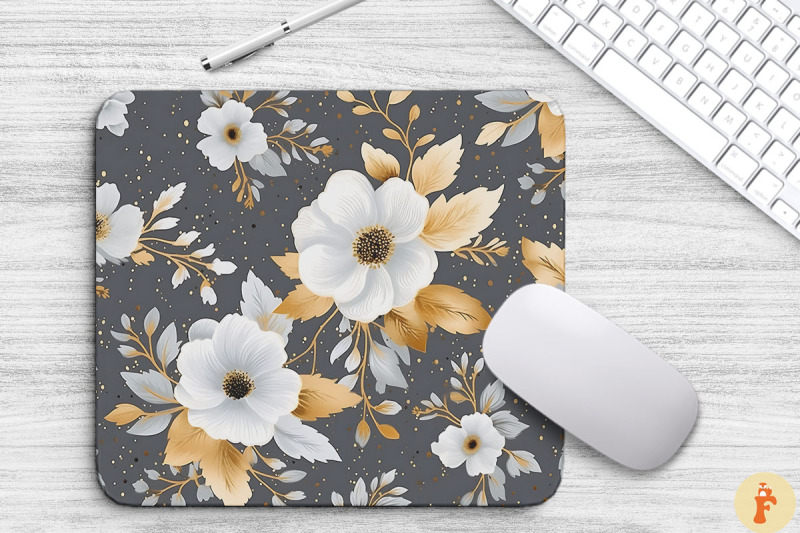 gray-and-gold-floral-bouquet-mouse-pad