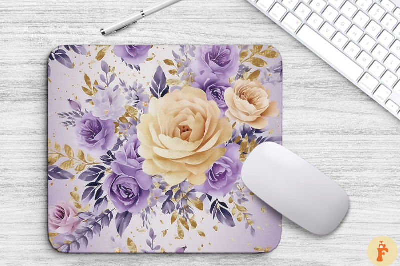 purple-and-gold-floral-bouquet-mouse-pad