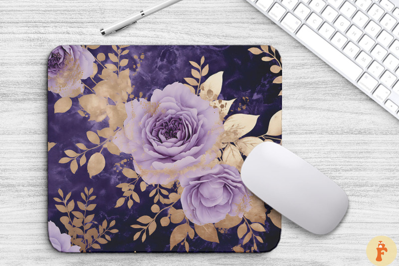 purple-and-gold-floral-bouquet-mouse-pad