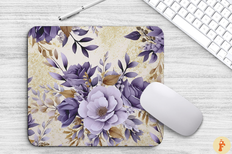 purple-and-gold-floral-bouquet-mouse-pad