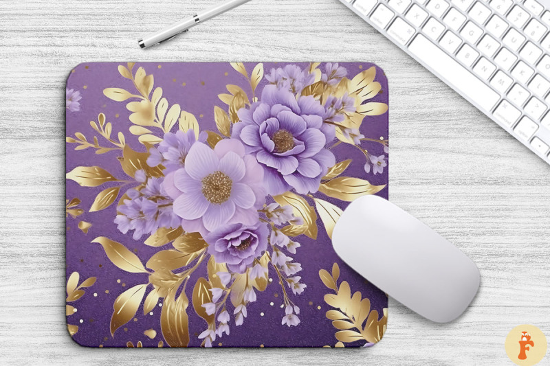 purple-and-gold-floral-bouquet-mouse-pad