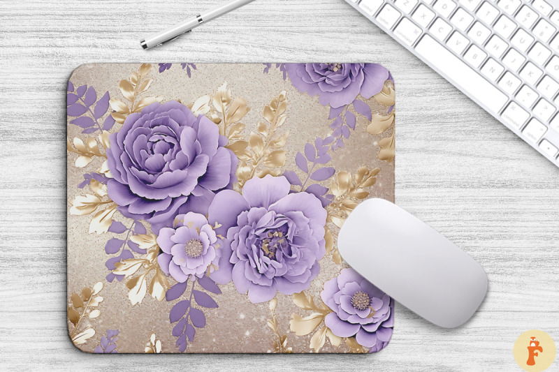 purple-and-gold-floral-bouquet-mouse-pad