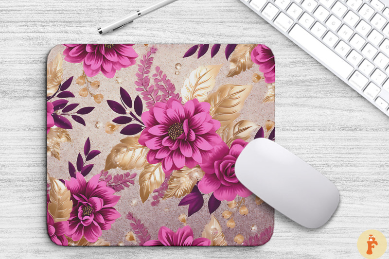 glitter-magenta-floral-bouquet-mouse-pad