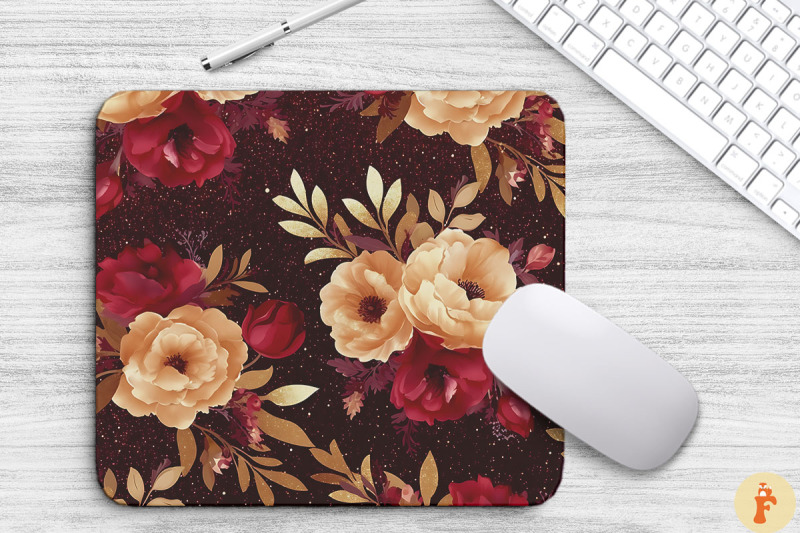 maroon-and-gold-floral-bouquet-mouse-pad