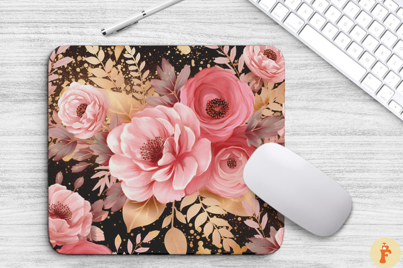 pink-and-gold-floral-bouquet-mouse-pad