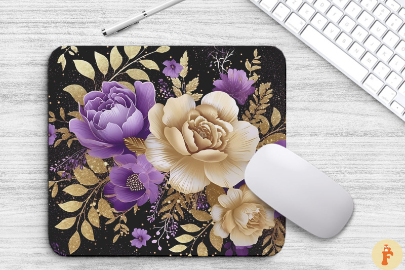 lilac-and-gold-floral-bouquet-mouse-pad