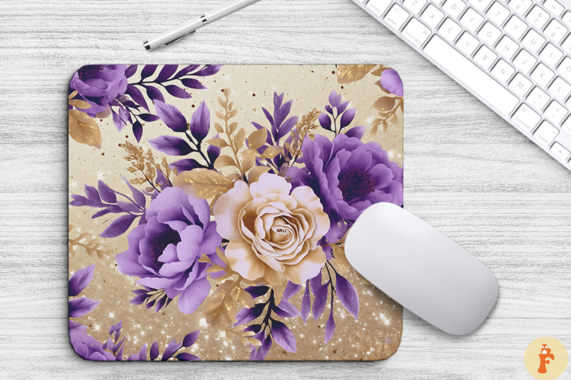 lilac-and-gold-floral-bouquet-mouse-pad