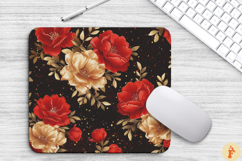 red-and-gold-floral-bouquet-mouse-pad