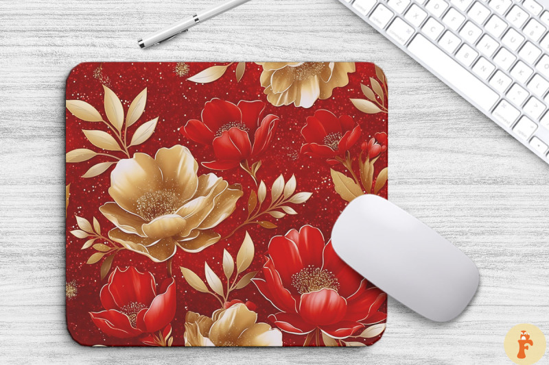 red-and-gold-floral-bouquet-mouse-pad