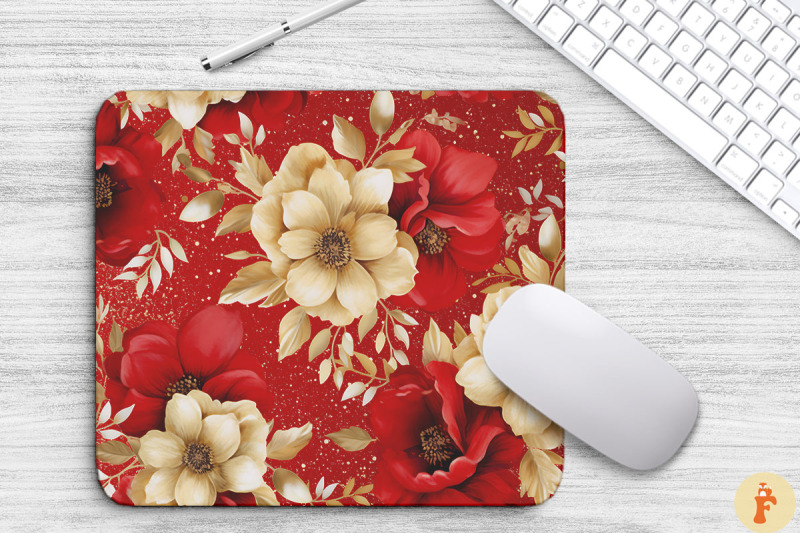 red-and-gold-floral-bouquet-mouse-pad