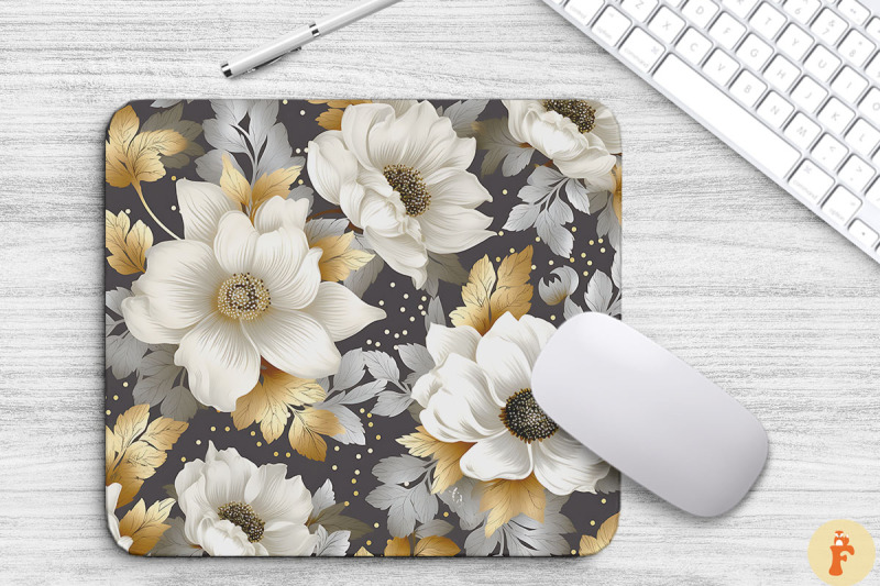 silver-and-gold-floral-bouquet-mouse-pad