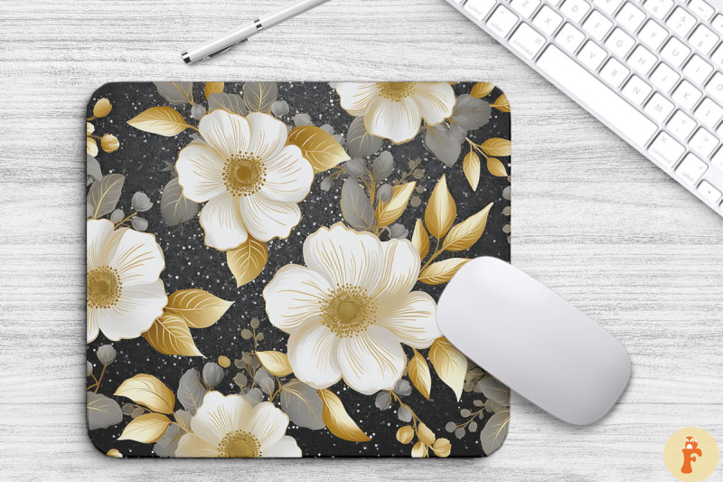 silver-and-gold-floral-bouquet-mouse-pad