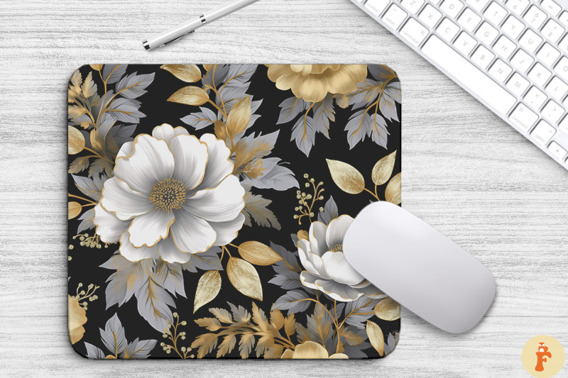 silver-and-gold-floral-bouquet-mouse-pad