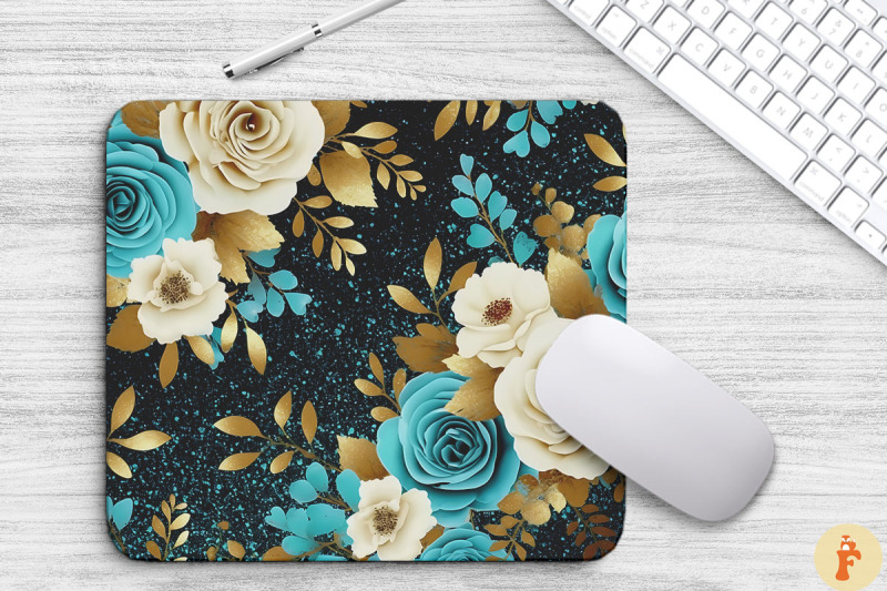 turquoise-floral-bouquet-mouse-pad