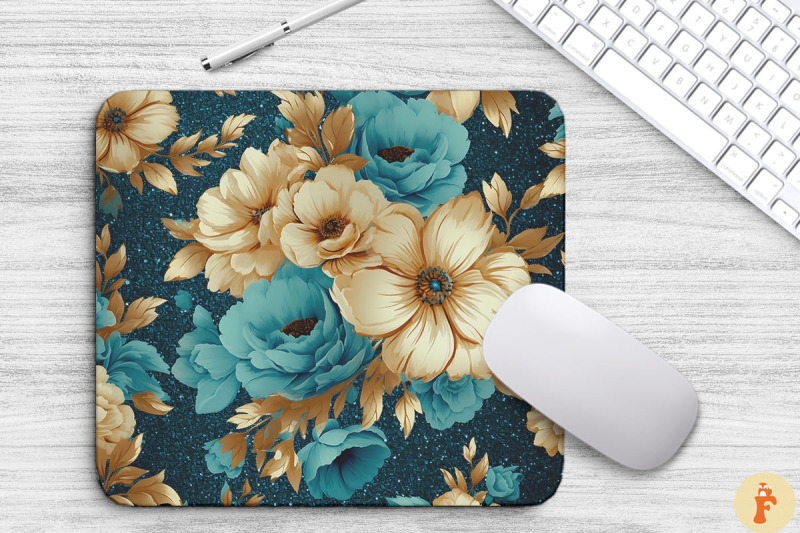 turquoise-floral-bouquet-mouse-pad