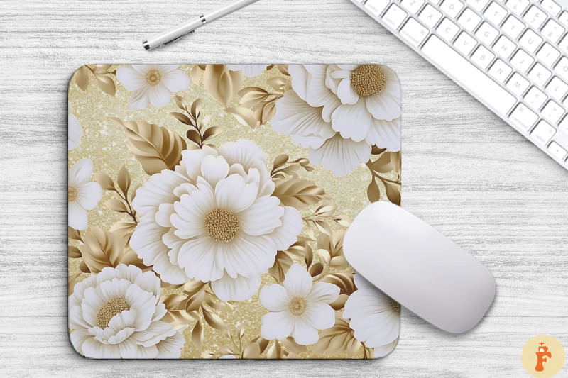 white-and-gold-floral-bouquet-mouse-pad