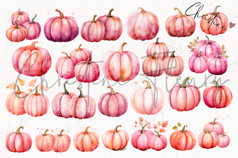 watercolor-pink-pumpkins-clipart