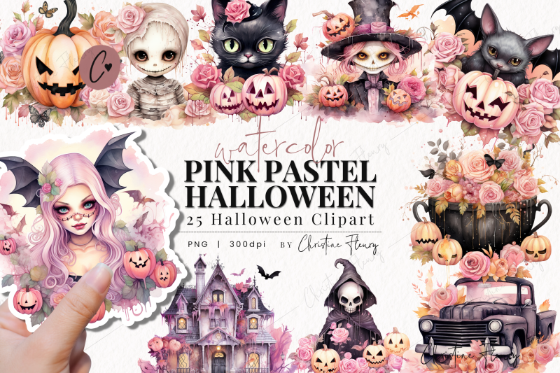 watercolor-pink-pastel-halloween-clipart