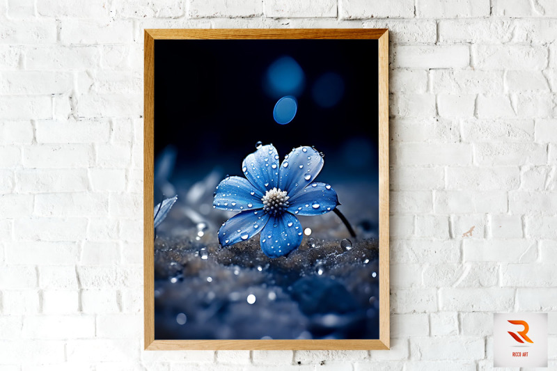 frozen-blue-flower-on-snow-wall-art