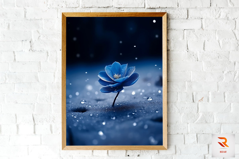 frozen-blue-flower-on-snow-wall-art