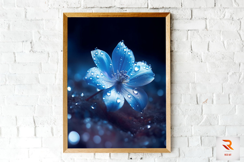 frozen-blue-flower-on-snow-wall-art