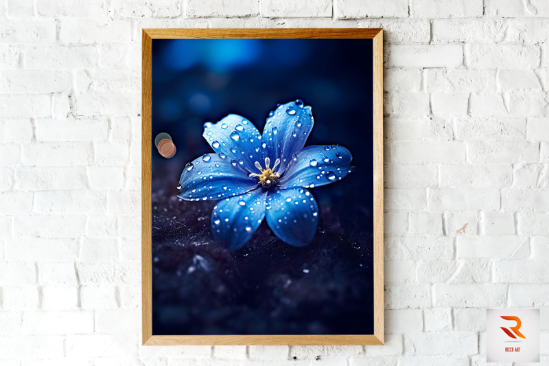 frozen-blue-flower-on-snow-wall-art